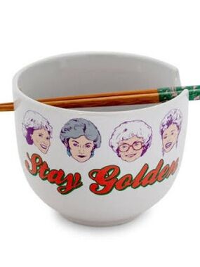 The Golden Girls Stay Golden Ceramic Noodle Bowl with Chopstick Rest